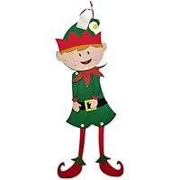 Decoración colgante de elfo navideño de fieltro de 58 cm con
