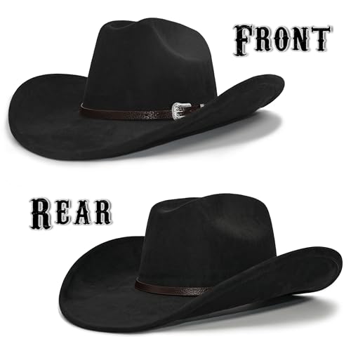 Image of FLUFFY SENSE. Cowboy Hat for Women and Men with Shapeable Wide Brim - Felt Cattleman Western Hats for Cowboys and Cowgirls