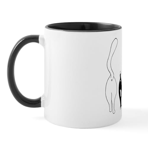 Taza de cerámica 11 oz blanca y negra miniatura 2