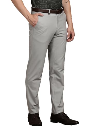 Image of Turtle Men 4 Way Stretch Slim Fit Dobby Structure Flat Front Casual Chinos - Flexible Smart Casual Trousers for Men