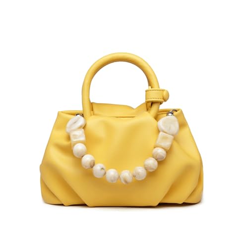 Lemon Purse for Women Elegant Beaded PU Cloud Handbag Crossbody