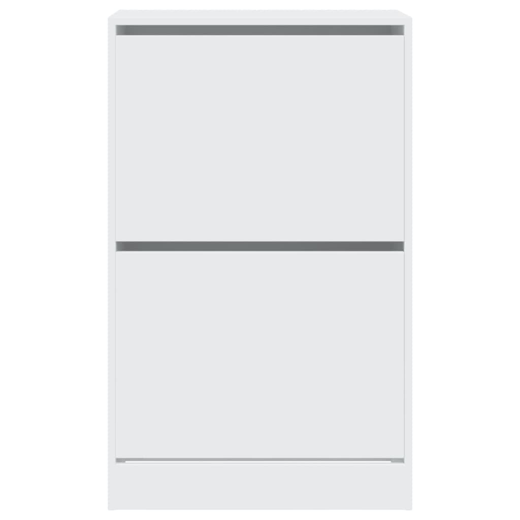 Armoire à Chaussures Blanche 60x34x96,5 cm Bois Composite 2 Tiroirs