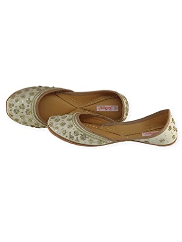 Women's Phulkari Mirror Multicolor Genuine Soft Leather Embroidered Jutis | Bite and Pinch Free Jutti | Punjabi Formal Juttis | Girl's Indian Wedding Flat Ladies Mojari | Formal Ethnic Juti |2
