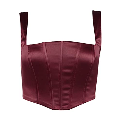YANGPP Oberteile Damen,Sexy Rückenfreies Cropped Camisole Top Damen, Burgund, Xs Cover