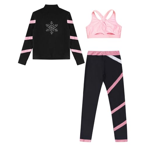 Loyan Girls' 3 Piece Gymnastics Sports Workout Athletic Leggings with Tank Tops Fitness Outfits Sets Tracksuit4