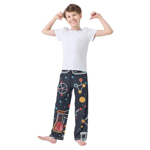 ZZXXB Chemistry Experiment Print Boys Long Pants Soft Trousers Elastic Waist Kids Lounge Bottoms with Pockets S-XL3