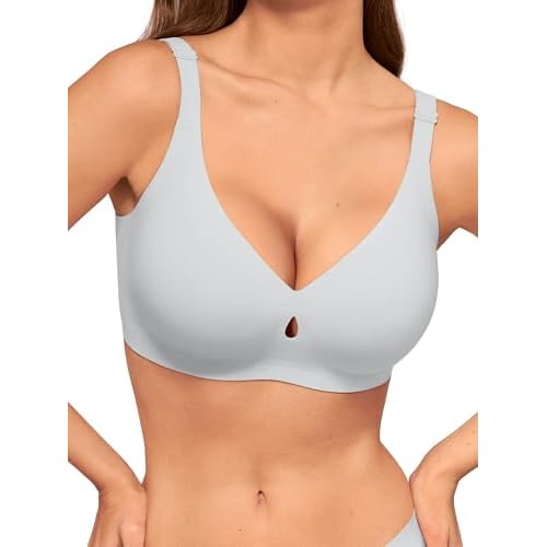 LUCKMEEY Bras for Women No Underwire Wireless Bras - Seamless Push Up Full Coverage Bralettes Comfortable Everyday Bra Small Almond Skin