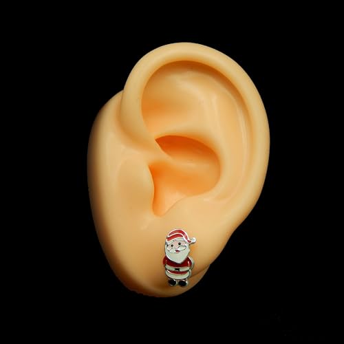 ICYROSE 925 Sterling Silver Christmas Santa Claus Ear Studs with Dangle Earrings4