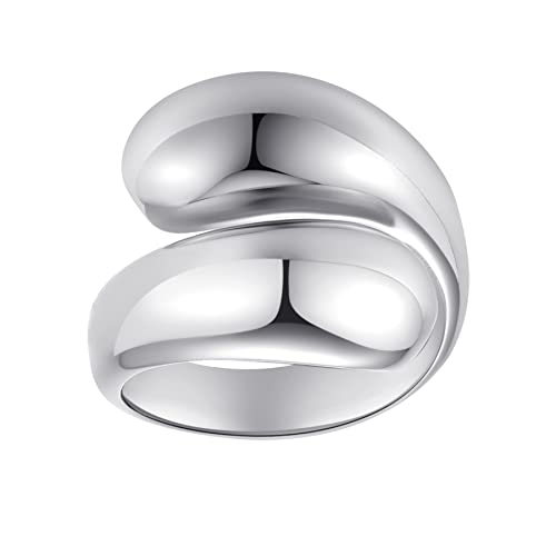 LEMON GRASS Chunky Gold Wrap Ring | Pl Wrap Around Ring Bypass Dome | Thick Statement Bold Dome Simple Bypass Ajustable Open Ring in 18K Gold Plated Sterling Silver