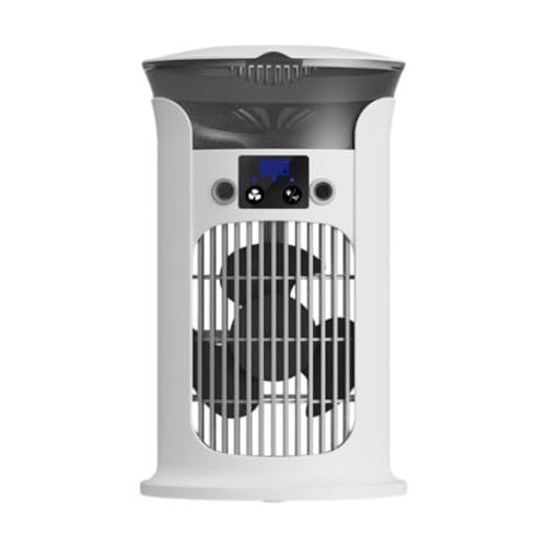 Climatiseur Portable, Refroidisseur D'air Portable, Ventilateur de Refroidissement à Air Réglable Silencieux pour Le Bureau Du Bureau, 4 Vitesse, 2 Brumes, Oscillation à 180°, Lumières Colorées, Blanc