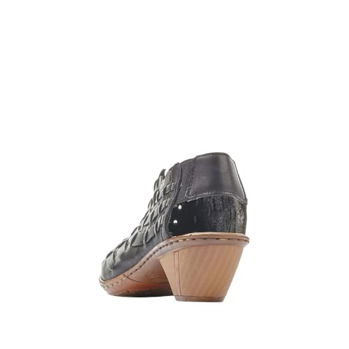 Image of Rieker 46778 Sina Women's Heels - Sling-Backs, Leather Upper, Hand-Woven Design, Anti-Stress Comfort, Flexible Sole, Secure Fit, and Timeless Everyday Style