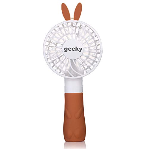 Geeky Portable 2 Watts Princess Rabbit Styled Rechargeable Handheld Fan (Brown)