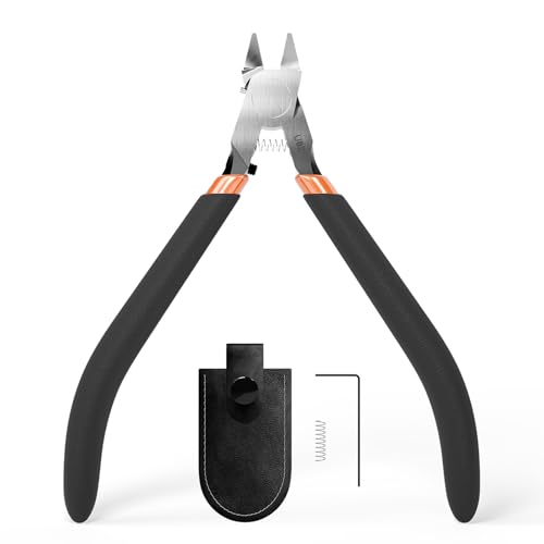 Model Nippers with Ultra-thin Single Edge, Uleey 4.9 inch Sprue Cutter for Beginners to Build Gundam, U02 Model Cippers for Plastic Model Repairing and Fixing (Black)