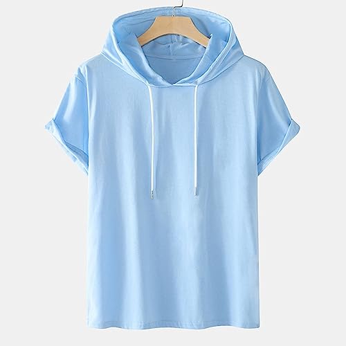 Sweat à capuche homme hoodie coton manches courtes tee-shirt 6f27 - 3