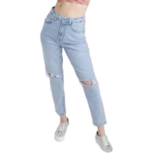 Wild Fable Women's Super-High Rise Distressed Mom Taper Jeans -