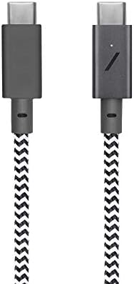 Native Union Type-C Belt Cable Pro - USB-C to USB-C - 2.4m Ultra-Strong Charging Cable with Leather Strap Compatible with MacBook Pro 2017-2022, Microsoft Surface Go, Google Pixel 7/7 Pro (Zebra)