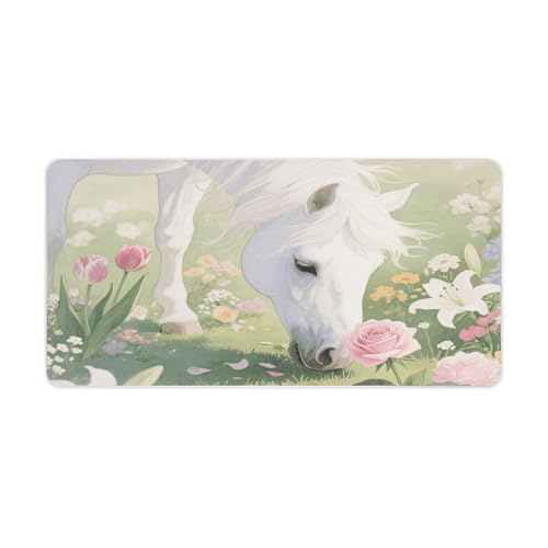 Desk Pad Protector 24x12 Inch Extended White Horse Keyboard Mouse Mat miniatura 5