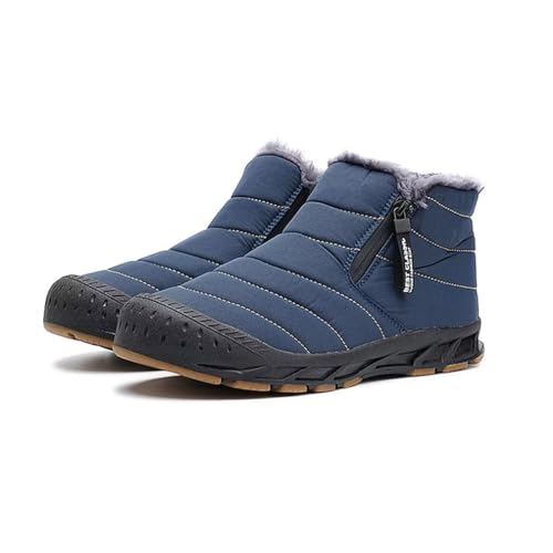 Image of Jakcuz Men Snow Boots Water Resistant Non-slip Winter Shoes with Fuzz Lined Warm High Top Boots for Men