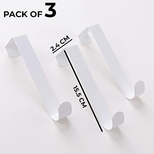 Kuber Industries Pack Of 6 Cloth Hanger|Wall MountedTowel Hanger|Multipurpose Cloth & Towel Holder|Iron Spray Material|EasyInstallation|Interchangeable Over The Door Hook|ZT-3042(W)|Set Of 3|White 1
