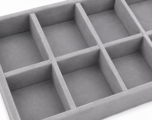Image of 10 Slot Tie Organizer Tray for Ties and Accessories, Grey | Closet drawer storage tray with dividers for ties, socks, handkerchiefs, belts, watches and small accessories arranged neatly