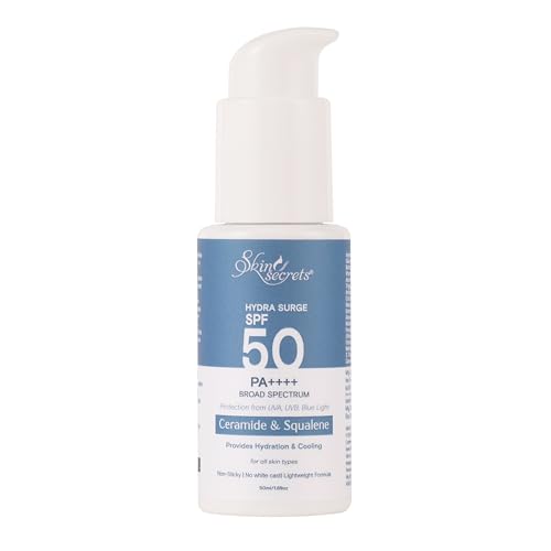 Image of Skin Secrets Hydra Surge Sunscreen SPF 50 PA++++ with Ceramides, Squalene & Watermelon Extract| Lightweight| Broad Spectrum| No White-Cast| No Parabens, Mineral Oils & Silicones| Ayurvedic| (50ml)