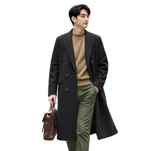 Manteau en laine cachemire homme long luxe d'hiver style coréen