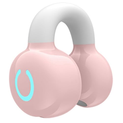 Buhdjfnke Paquete Individual de Auriculares Bluetooth Deportivos Tipo Clip para la Oreja Miniauriculares EstéReo No Intrauditivos de Espera Ultralarga, Color Rosa