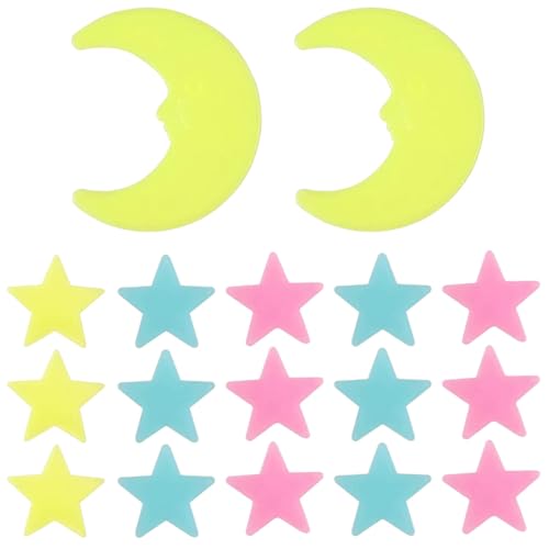 Abaodam 202 adhesivos luminosos estrellas y luna para pared