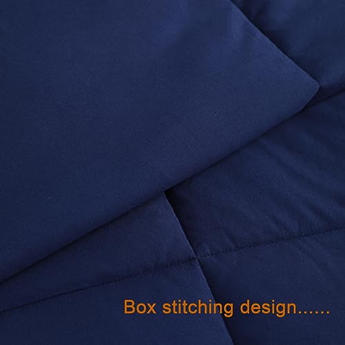 Image of NTBAY Queen Down Alternative Comforter, 90 x 90, Navy Blue | Soft Microfiber Comforter with Box Stitching and 4 Corner Tabs, Lightweight Down-alternative Fill, 1 Comforter Only