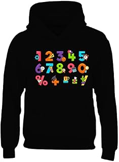 Number Math Day Kids Boys Girls Hoodie Maths Symbol Childrens School Pullover Black - Youth Small (Age 5-6)