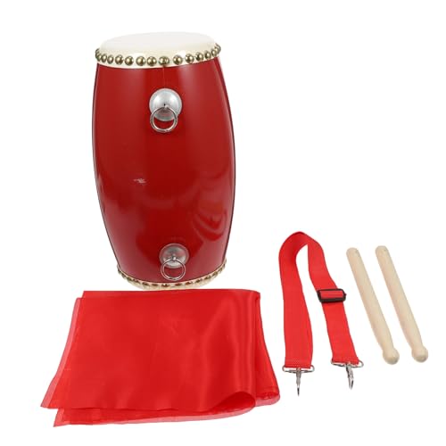 TOYANDONA 12cm Chinese Waist Drum Hand Drum Set Toddler Percussion Portable Strap Red