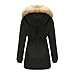 YFFUSHI Wintermantel Damen Warm Dicker Winterparka mit Fellkapuze Fell Kapuze Outdoor Jacke Mantel Oversized für Winter,Schwarz,3XL
