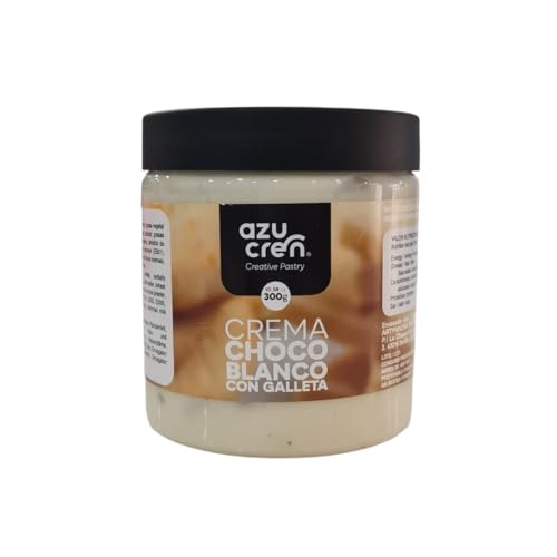 Azucren - Crema de Chocolate Untables - Deliciosa Crema Gourmet para Tus Postres, Desayuno y Meriendas - 300g (Choco Blanco con Galleta)