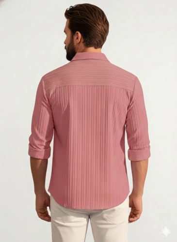 Image of Amazon Brand - INKAST Men's Casual Button Down Shirts Long Sleeve Linen Shirt Fashion Textured Beach Summer Shirt