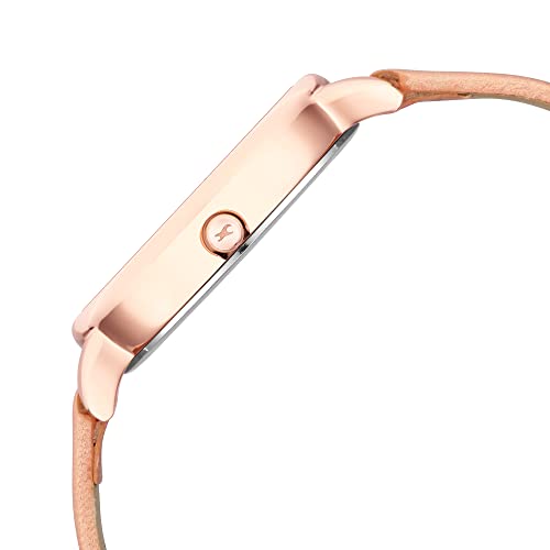 Image of Fastrack Glitch Quartz Analog Rose Gold Dial Peach Leather Strap Watch for Girls - NT6234WL01