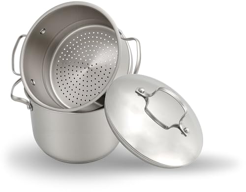 SWISS HAUS - Couscoussier Zermatt Glacier Collection SH-VC24 - Tous Feux dont Induction - Acier Inoxydable 2-en-1 - Ø24cm 12L - Cuisine Saine Sans PFAS Poignées Froides