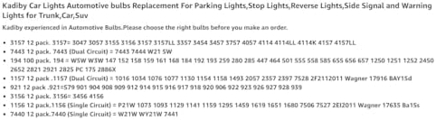 Kadiby 12 Pack 7443 Bulb 7444 T20 W21/5W 7443LL Brake/Tail Light Bulbs/Turn Signal Long Life Daytime Running Lamp(DRL) for RAV4 CR-V Civic Pilot Camry Silverado 4Runner Altima Corolla and others - 4