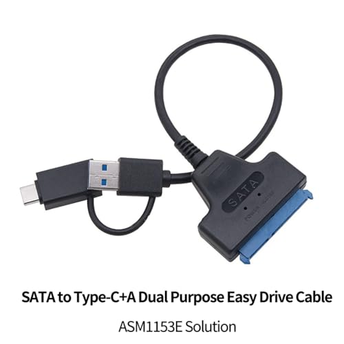 Cable adaptador SATA 22pin a USB 3.0 Dual puerto USB-C y USB-A miniatura 5