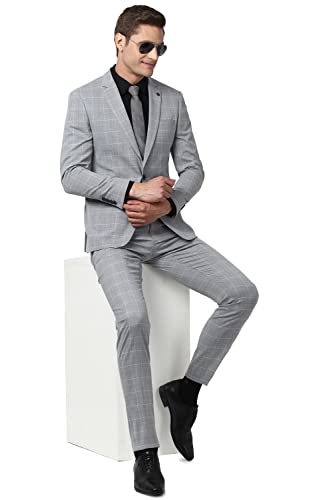 Image of Peter England Men Grey Two Piece Suit