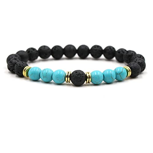 Bracelet anti-stress en pierre volcanique et perles extensibles 8mm