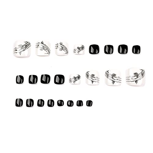 Hpory Unghie Finte Piedi con Colla, 24 Pezzi