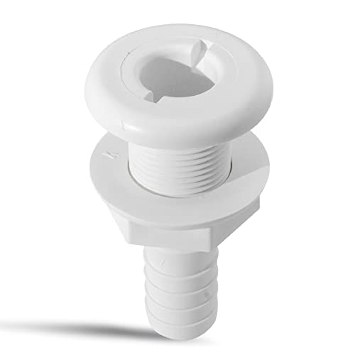 Five Oceans Fo1863 White Straight Thru-Hull Fitting Connection For Hose, 3/4 Inches, Injection Molded Polypropylene, Barbed, Resist Harsh Conditions #TOP5