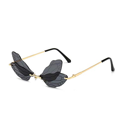 Image of ENTHYI Dragonfly Wing Shape Sunglasses for Women /Men Frameless Irregular Glasses Shades Party Sun Glasses