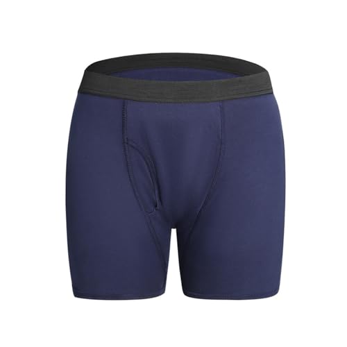 Calzoncillos bóxer para incontinencia ultraabsorbentes para hombre, calzoncillos de algodón lavables y reutilizables a prueba de fugas (azul marino, XL)