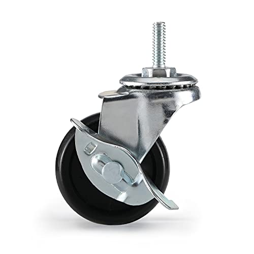 2 inch,Casters Set of 4,Caster Wheels 1/4 inch Threaded Stem,Wheels for Wire Shelving Racks,Leveling Casters,Replacement Wheels for Rolling Cart,Cart Wheels,Shelf Wheels,Wheels for Cart,Casters