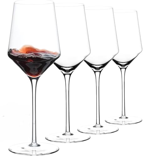 Image of Premium Wine Glasses 400ml, Set of 4 Long Wine, Burgundy Clear Glasses with Stem for Wedding Anniversary, Birthday, Gift (RKT-10, Set of 4)