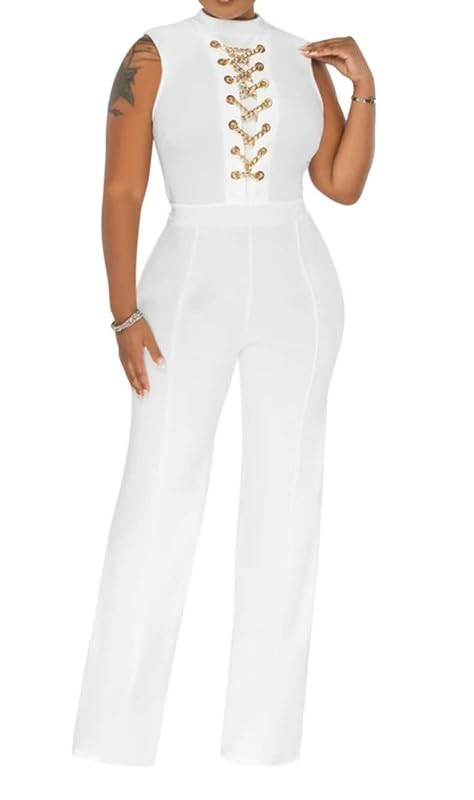 Overol de fiesta formal para bodas de día y cócteles elegantes en encaje blanco clubsqueen