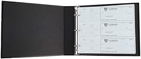 3 Ring Check Binder - for Home Accountant & End-Stub Deskbook Checks - Fits 3-on-a-Page Business Checks with Side-Tear Vouchers, Can Hold 250 Checks, Vinyl Leather Cover - 11 1/4"x9"
