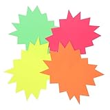 VILLCASE 40 Stück Teiliges Fluoreszierendes Preisschild Leuchtende Burst designs Blanko Pop tags für Einzelhandel Kleidungsgeschäfte Supermärkte und Flohmärkte Vielseitig Einsetzbar