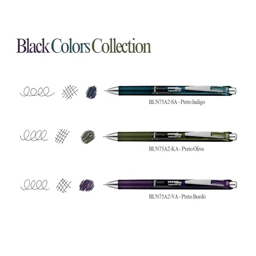 Pentel Caneta Gel Energel Black Colors Collection 0.5mm Preto Indigo SM/BLN75A2-SA